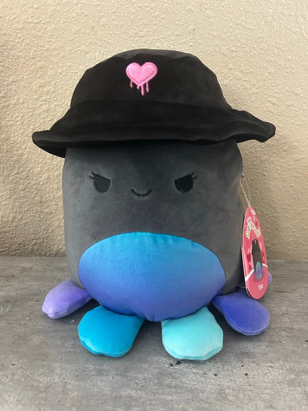Squishmallows Yoko 12” Octopus Film Director Heart Bucket Hat NWT